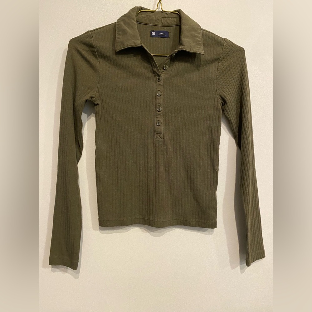 GAP Olive Long Sleeve Ribbed Top